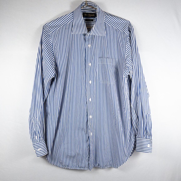 Allen Edmonds Other - Allen Edmonds Button Down Medium Blue White Striped Luxury Cotton
